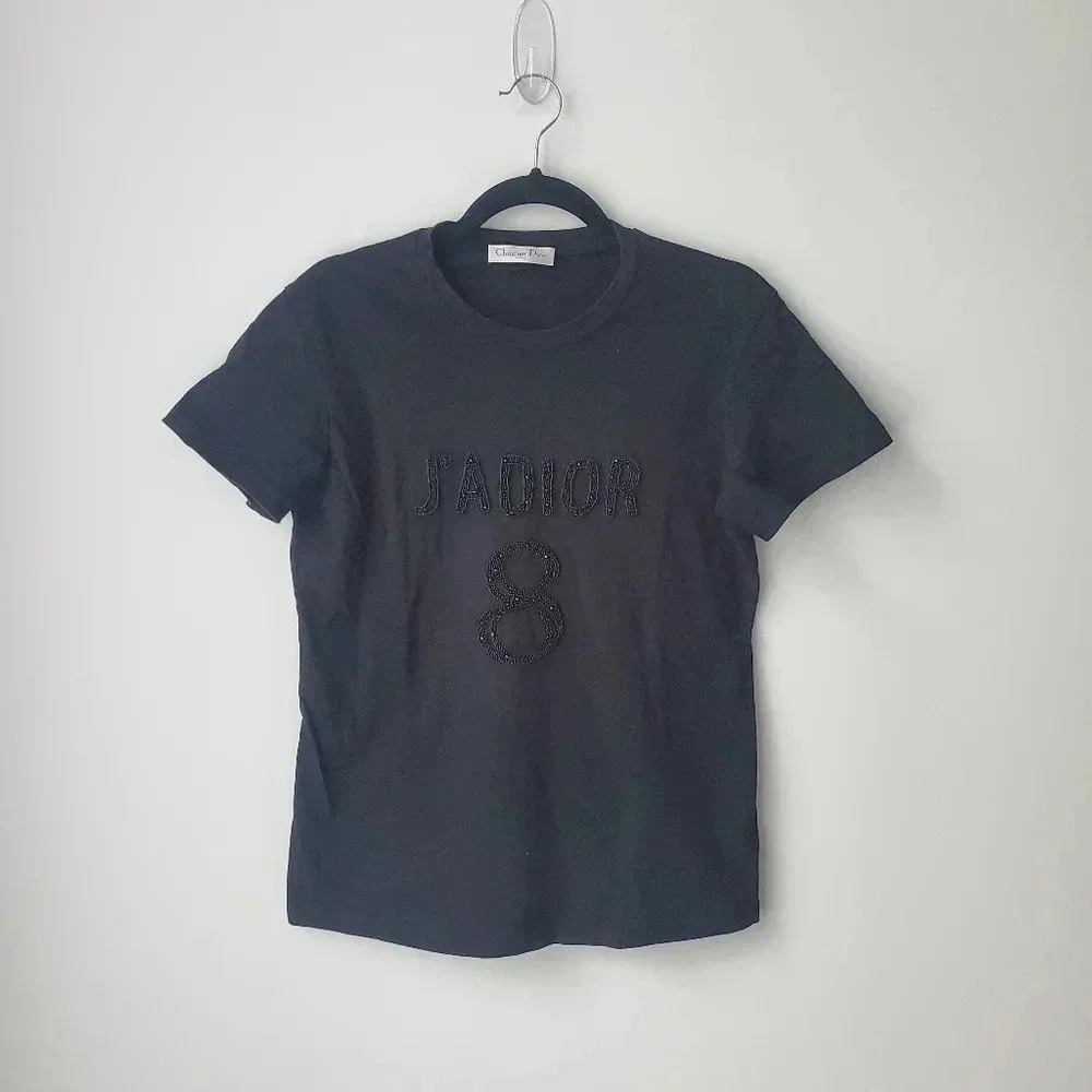 Dior Black J'ADIOR Beaded '8' Short Sleeve Tee
